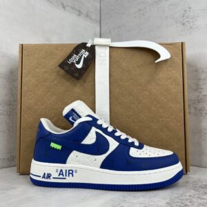 Air Force x Louis Vuitton White Blue Replica shoe. 1:1 highest quality reps. Buy high quality Fakes. High Quality Fake Shoes Website. Air Force Rep Shoes.