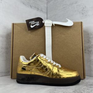 Air Force x Louis Vuitton Gold Replica shoe. 1:1 highest quality reps. Buy high quality Fakes. High Quality Fake Shoes Website. Air Force Rep Shoes.
