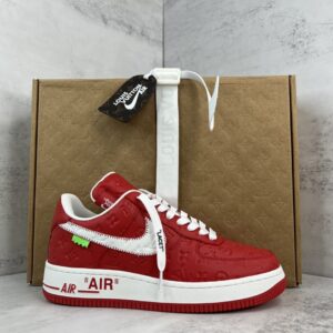 Air Force x Louis Vuitton Red White Replica shoe. 1:1 highest quality reps. Buy high quality Fakes. High Quality Fake Shoes Website. Air Force Rep Shoes.