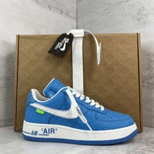 Air Force x Louis Vuitton Light Blue Replica shoe. 1:1 highest quality reps. Buy high quality Fakes. High Quality Fake Shoes Website. Air Force Rep Shoes.