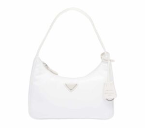 Get your hands on the chic Prada Re-Edition Mini Nylon Rep Bag in white - a stylish and practical accessory for any fashion-conscious individual.