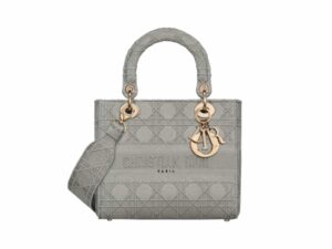 Lady Dior Embroidery Rep Bag Grey