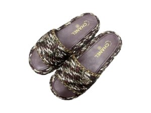 Chanel Braided Rep Slippers Bordeaux