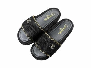 Chanel Braided Rep Slippers Black