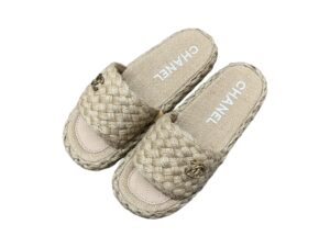 Chanel Braided Rep Slippers Beige
