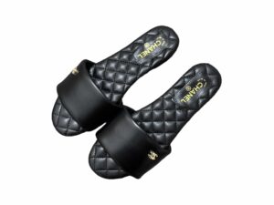 Chanel Leather Rep Slippers Black