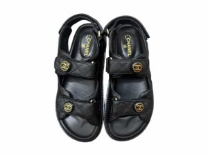 Chanel Leather Rep Sandals Black