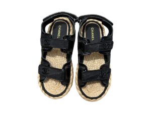 Chanel Braided Rep Sandals Black