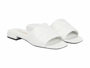 Prada Quilted Leather Rep Slippers White