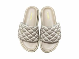 Chanel Satin Rep Slippers Beige
