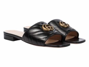 Gucci Leather Rep Slippers Black