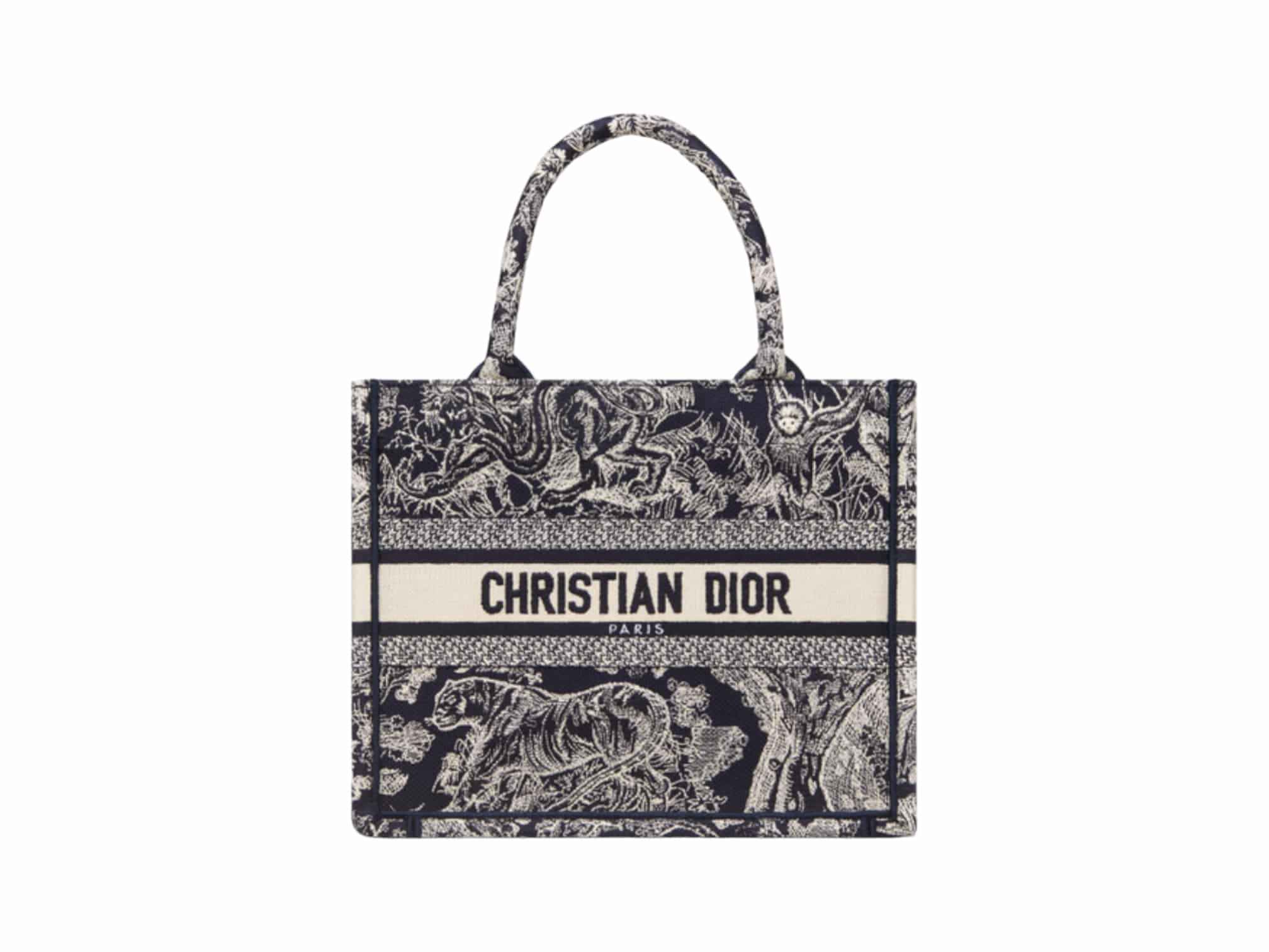 Dior Book Tote Rep Bag Small Tiger Embroidery Deep Blue - DESIGNERDRIP