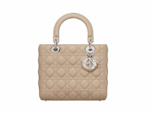 Lady Dior Middle Rep Bag Sand Silver