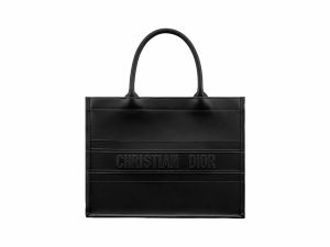 Dior Book Tote Rep Bag Medium Black Leather