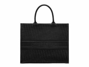 Dior Book Tote Rep Bag Large Embossed Leather Black